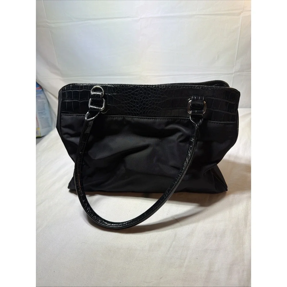 Giani Bernini Medium Nylon Satchel Shoulder HandBag Purse Black 9